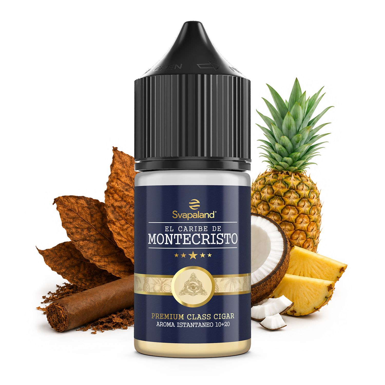 El Caribe de Montecristo 10 ml: aroma istantaneo formato 10+20, sigaro cubano con cocco e ananas, per sigaretta elettronica.